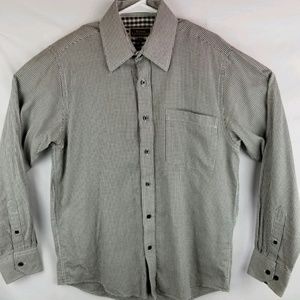 James Tatersall Mens Brown Houndstooth Dress Shirt